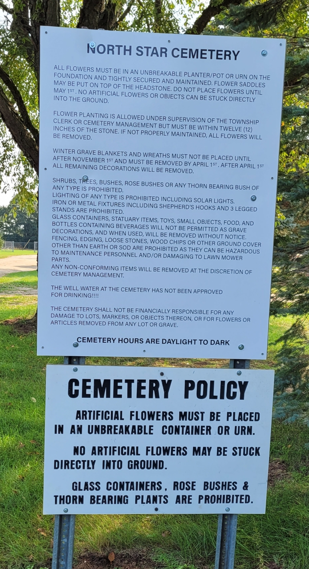 new sign @ cemetery