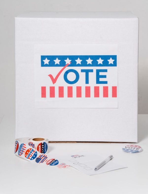 Voting box with I voted sticker