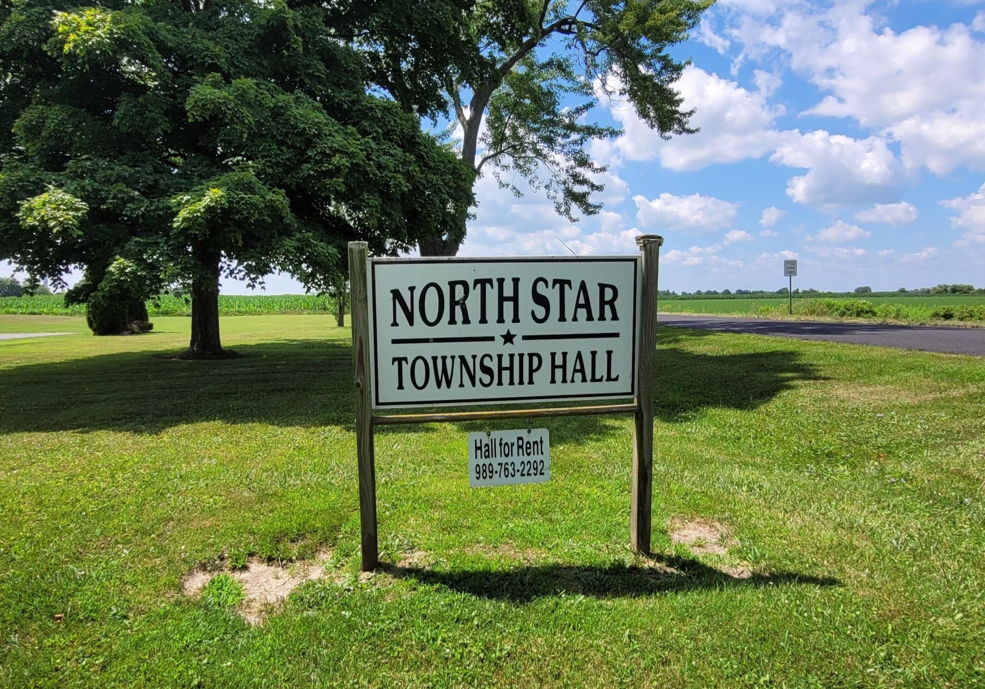 Sign for North Star Township Hall rental